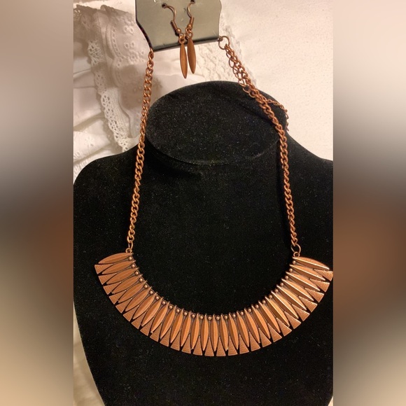 COPPER NECKLACE & EARRING SET. New! Gorgeous! Egyptian-looking. - Picture 1 of 1